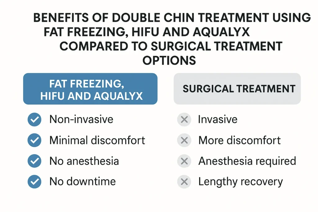 Graphic about the benefits of double chin treatment Bovingdon - from LA LIPO