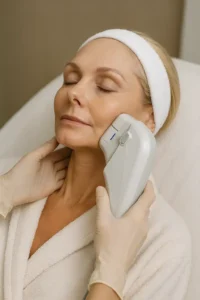 Woman receiving HIFU non surgical facelift treatment Bovingdon