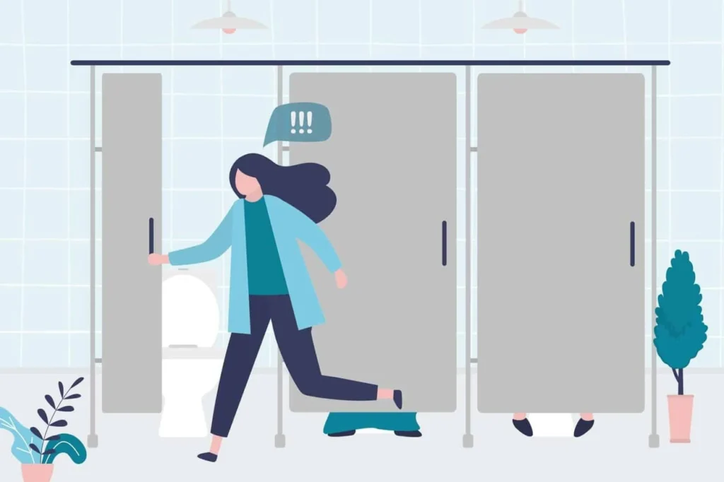 graphic of Urine incontinence Bovingdon woman running to the toilet.